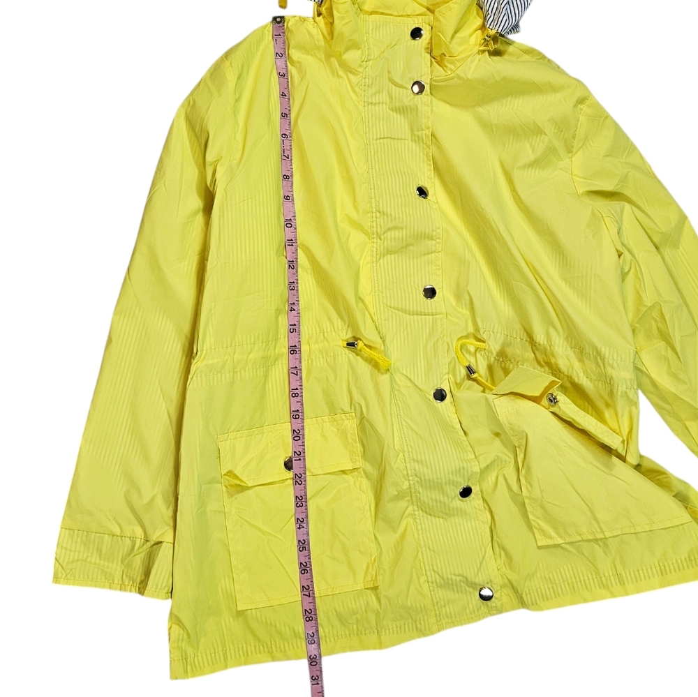 FISOUL Yellow Rain Coat Sz XXL Removable Hood Striped Lining Water-Resistant NWT - Picture 14 of 16